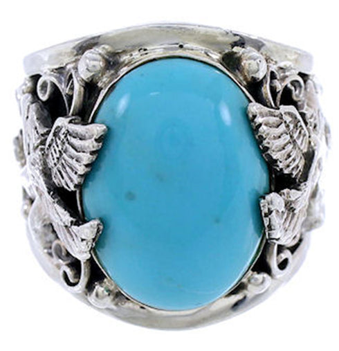 Eagle Silver Turquoise Ring Southwestern Jewelry Size 8-3/4 DW72183